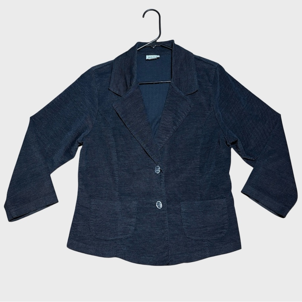 Habitat Velour 2 Button Blazer in Black/Gray Sz M